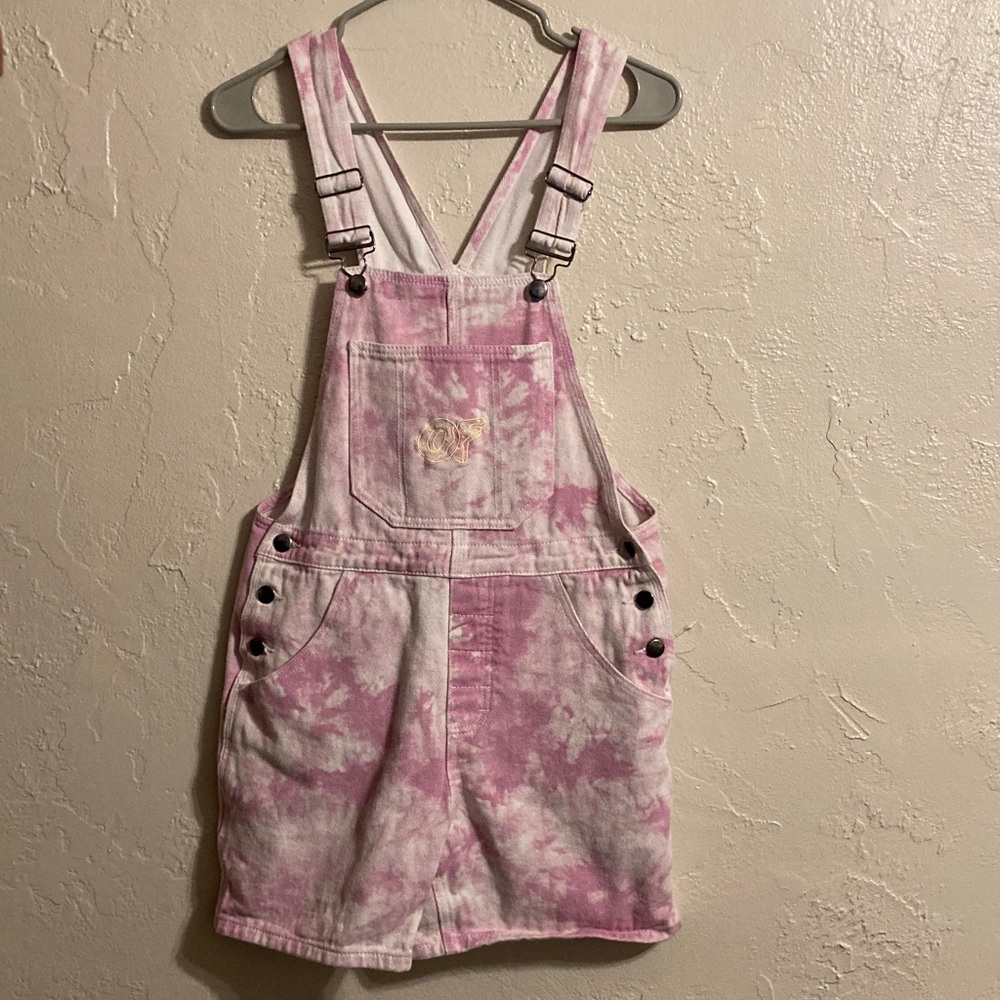 Pink/Purple/White Odd Future OF Overalls Shorts Tie Dye Donut Letters S
